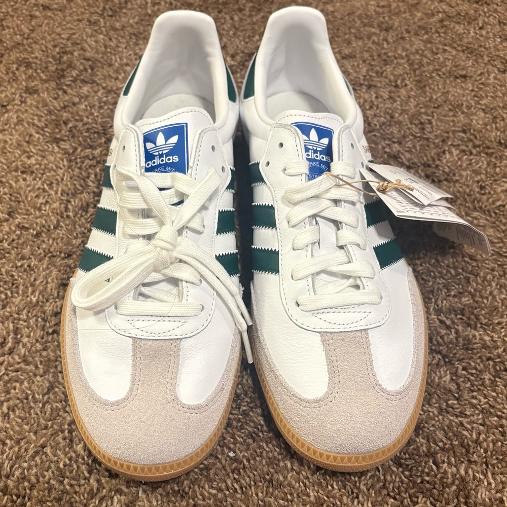 Adidas Sambas White and Green Classic Sneakers
